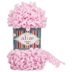 Пряжа Alize Puffy Fine, 100 % полиэстер, 100 г, 14 м, 5 шт., 194 светло-розовый