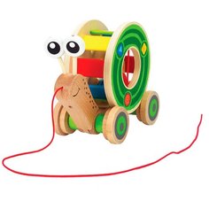 Каталка-игрушка Hape Walk-A-Long Snail (E0349) бежевый/зеленый