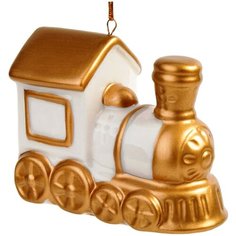 Елочная игрушка Magic Time Паровозик (78526), белый/золотой