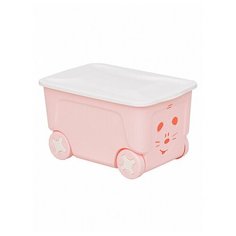 Контейнер для игрушек Little Angel "Cool" (колеса, 50л, розовый)