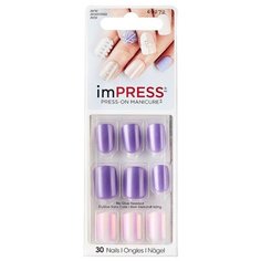 Твердый лак "Kiss .Импресс Маникюр. Акцент "Фиалка"/Impress Manicure Power Up", длина короткая, BIPA016