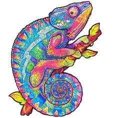 Unidragon деревянный пазл «Радужный хамелеон» 19 x 24 см маленький