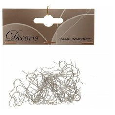 КРЮЧКИ серебряные для елочных игрушек и украшений, 35х0.8 мм, упаковка 50 шт., Kaemingk 400003