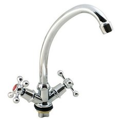 Смеситель двухвентельный для кухни Master "Эконом", гайка, керамический кран-букса 1/2" Мастер