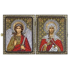 Набор для вышивания нитками и бисером иконы в складне Нова Слобода "Святая Мученица Татьяна (Татиана) Римская и Ангел Хранитель", 23x14 см, арт. СА7206 Nova Sloboda