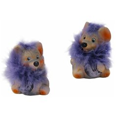 Фигурка МЫШКА - НЕЖНЫЙ ПУШИСТИК, керамика, перо, 7 см, Holiday Classics FQ06819