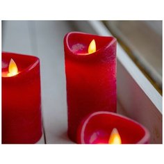 Свеча восковая декоративная УЮТНЫЙ СВЕТ с живым пламенем, красная, 10х15 см, LED, батарейка, таймер, Koopman Internati