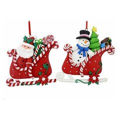 Фигурка-подвеска НОВОГОДНИЕ САНКИ, полирезин, 10х1х10 см, разные модели, Forest Market MA7968A/B