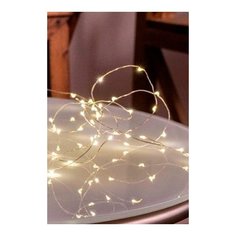 Гирлянда СВЕТЛЯЧКИ, 40 тёплых белых LED-огней, 2 м, серебристый провод, батарейки, Koopman International AX8702020