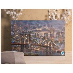 Светящееся оптико-волоконное настенное панно НЬЮ ЙОРК - БРУКЛИН, 38x58 см, батарейки, Kaemingk 482581-бруклин