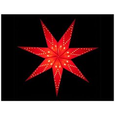 Подвесная звезда-плафон РОЖДЕСТВЕНСКАЯ ЗВЕЗДА бумажная, красная, 10 LED ламп, 70 см, батарейки, SNOWMEN Е96393