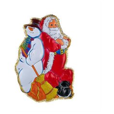 Панно "Дед мороз и снеговик с мишурой", 77x50 см Snowmen