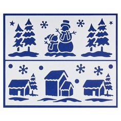 Набор трафаретов СНЕГОВИЧКИ И ДОМИКИ, 16х40 см, Peha Magic JC-20325