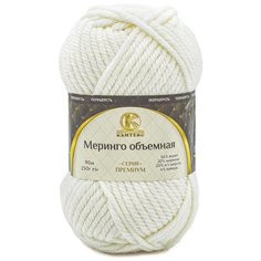 Пряжа Камтекс Меринго объемная 150гр. 90м. (20% меринос, 20% полутонкая шерсть, 56% акрил, 4% лайкра) (205 белый) 4 шт