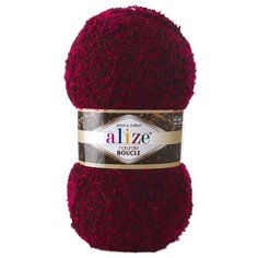Пряжа Alize Naturale Boucle 100гр. 200м. (49% шерсть, 24% хлопок, 24% акрил, 3% полиэстер) (6031 темно-красный) 5 шт