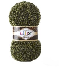 Пряжа Alize Naturale Boucle 100гр. 200м. (49% шерсть, 24% хлопок, 24% акрил, 3% полиэстер) (6044 зеленый) 5 шт