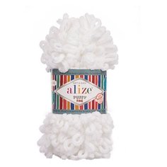 Пряжа Alize Puffy Fine 100г 14м (100% микрополиэстер) (55 белый) 5 шт