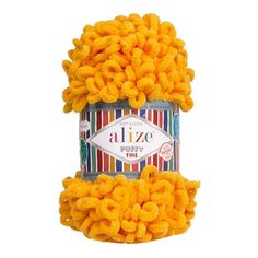 Пряжа Alize Puffy Fine 100г 14м (100% микрополиэстер) (82 желтый) 5 шт