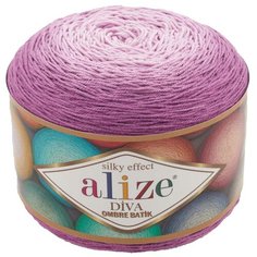 Пряжа Alize "Diva Ombre Batik", 875 метров, 2 мотка по 250 грамм, цвет: 7244 сиреневый