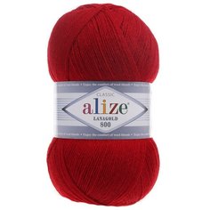 Пряжа ALIZE Lanagold 800 100гр.,800м (49%шерсть, 51%акрил) (56 красный) 5 шт