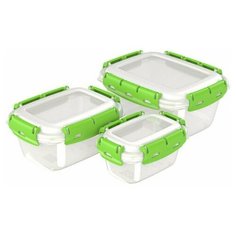 Набор контейнеров герметичных №3 (ланч-боксы, 3 шт) 0,38л; 0,8л; 1,5л In Home