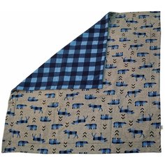 Плед двухслойный Папитто (синяя клетка, футер, 82x92 см)