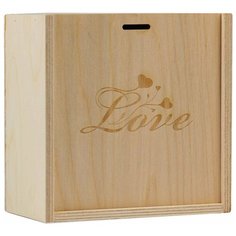 Коробка пенал подарочная деревянная, 20×20×10 см "Love", гравировка 5420757 Сима ленд