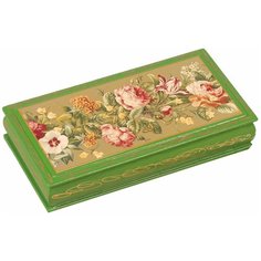 Шкатулка - купюрница «Узор из цветов», 8,5×17 см, зелёная, лаковая миниатюра 3579600 Сима ленд