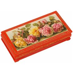 Шкатулка - купюрница «Розы», красная, 8,5×17 см, лаковая миниатюра 3579610 Сима ленд