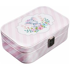 Шкатулка кожзам под часы 1 отделение и бижутерию "Слонёнок в цветах" 7х20х14 см 4563355 Сима ленд