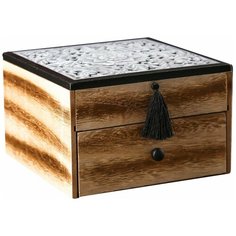 Шкатулка дерево с ящиком "Цветочные узоры" 12,7х20х20 см 4632683 Сима ленд