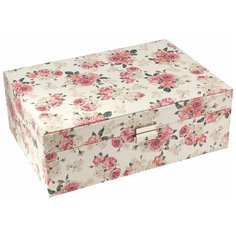 Шкатулка кожзам под часы 2 отделения и бижутерию "Чайные розы" 11х21х30 см 5043786 Сима ленд