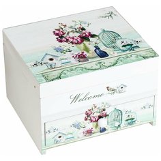 Шкатулка дерево с зеркалом "Птичьи трели и цветы" 11,5х17х15 см 5166271 Сима ленд