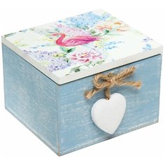 Шкатулка дерево "Фламинго и гардения" 6,8х8,5х9,5 см 5187587 Сима ленд
