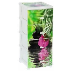 Комод 4-х секционный "Декор. Орхидея", цвет белый 1739015 РОССПЛАСТ