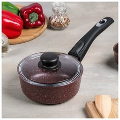 Ковш 1л Шоколад съемн. ручка, стекл. крышка 4743333 Горница