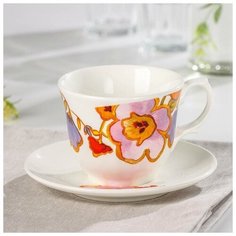 Чайная пара "Арина" гр.8, "Цветы-2" (блюдце 14,7см; чашка 270 мл) 2055073 Кубаньфарфор