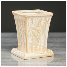 Цветочный горшок "Бамбук" белый, 0.6 л 4930697 Керамика ручной работы