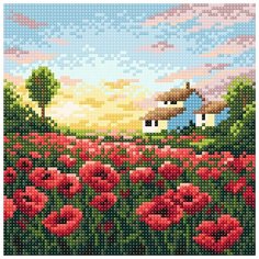 МС-016 Алмазная мозаика Маковое утро20*20см Brilliart М.П.Студия