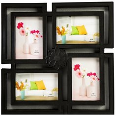 Фоторамка пластик на 4 фото 10х15 см "Цветок" черная 37х37 см 1636551 Сима ленд
