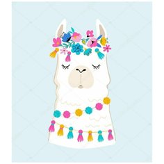 Алмазная мозаика "Милая лама" Рыжий кот