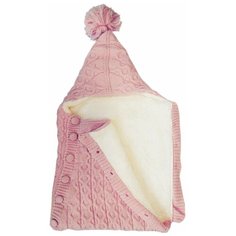 Конверт вязаный на пуговицах Папитто, 0-3 месяца, арт. 1961 (цвет: розовый)