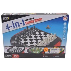 Набор настольных игр Наша Игрушка 4 в 1, магнитное игровое поле с лотками 27,5*23,5 см, 2 шт, шахматы, шашки, фишки, кость (S4402-3)