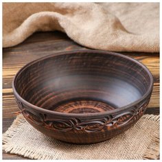 Миска "Классическая", декор, 1 л 4824143 Красная глина