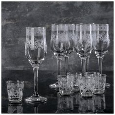 Набор "Барокко", 12 предметов: бокалы 190 мл 6 шт, стопки 50 мл 6 шт 4223693 Gid Glass