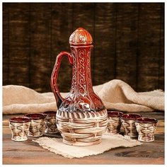 Набор для вина "Алладин", 7 предметов: штоф 1 л, рюмки 0.1 л 1131553 Керамика ручной работы