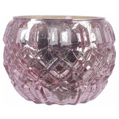 Подсвечник МАГДАЛЕНА, стекло, розовый, 6х8 см, Kaemingk 191355