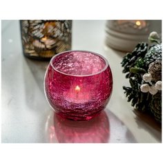 Подсвечник ЧАША СВЕТА, тёмно-розовый, 6.5х8 см, Edelman 123351