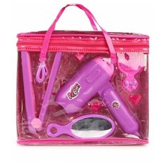 Набор стилиста Наша Игрушка Модница в сумочке, 8 предметов, фен э/ф (A466)