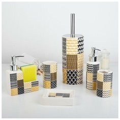 Набор для ванной "Геометрия", 6 предметов (мыльница,2 дозатора для мыла, 2 стакана, ершик) 3623109 Сима ленд
